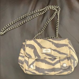 Leather prune hand bag zebra print